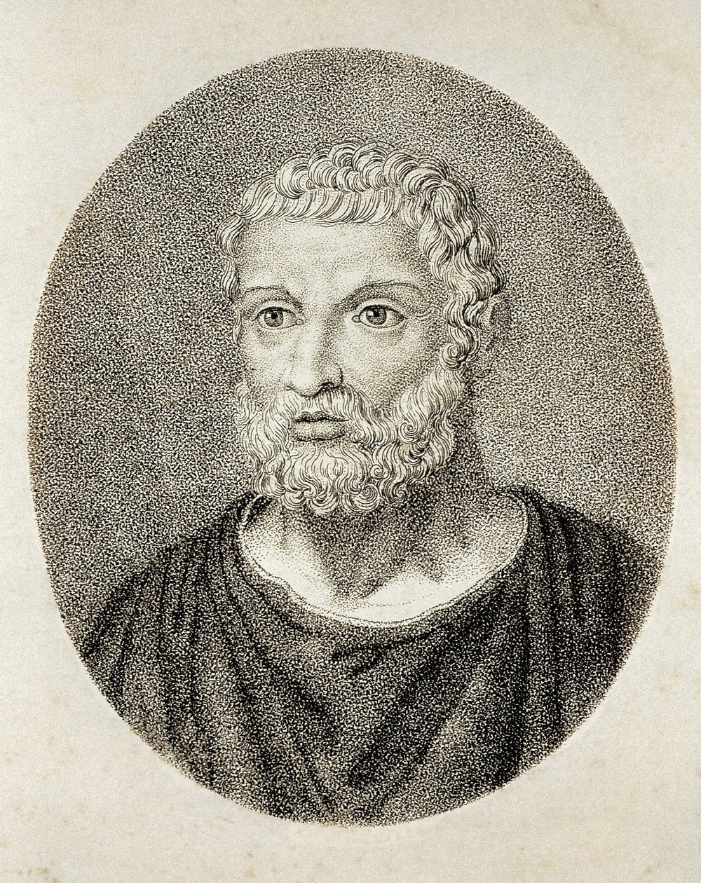 THALES från Miletos (6:e århundradeti a. C-s. VI f.Kr.). Porträtt av Thales från Miletos. Gravyr. av Artist Unknown