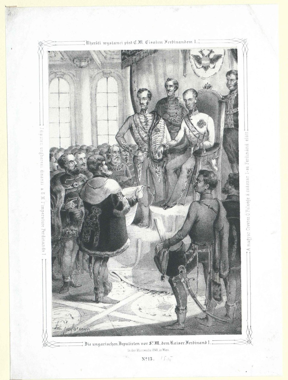 Den ungerska deputerade framför Sir M. kejsaren Ferdinand I under veckan i mars 1848 av Artist Unknown