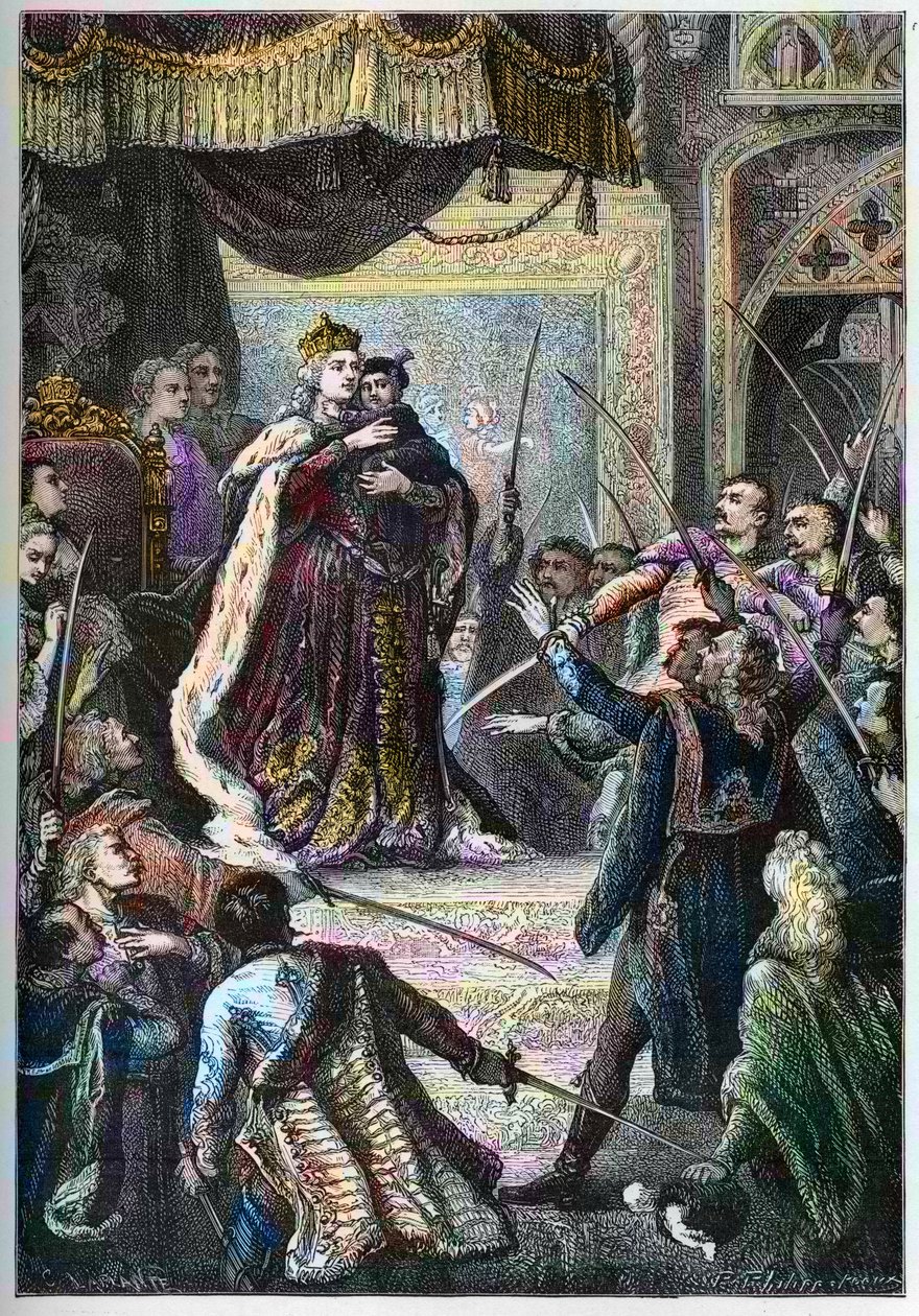 Kejsarinnan Marie-Therese av Österrike tar under sitt besök i parlamentet i Bratislava emot de ungerska adelsmännens trohetsed av Artist Unknown