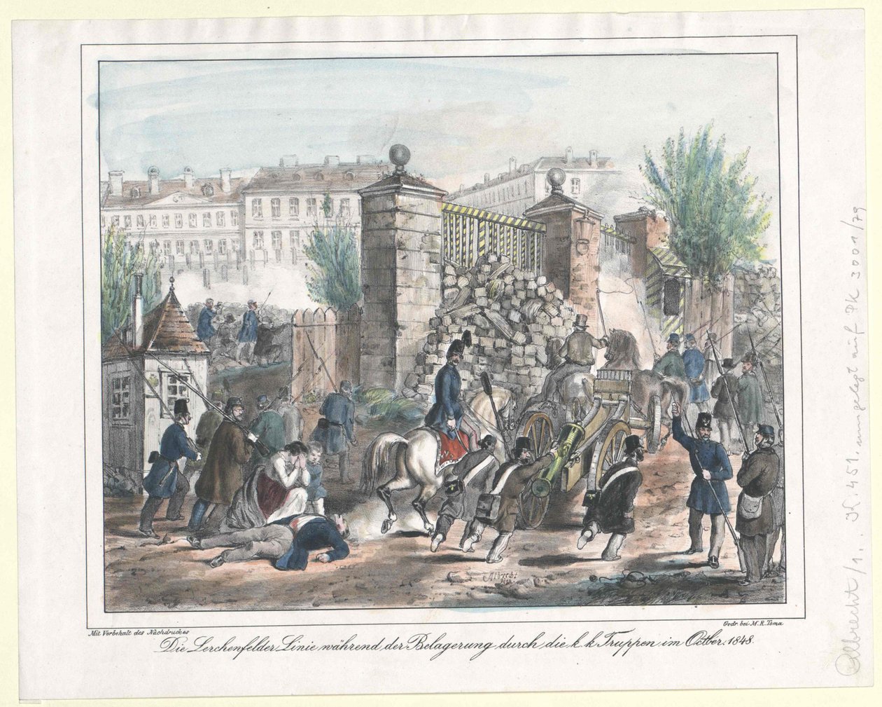 Lerchenfelderlinjen under belägringen av de k. k. trupperna i oktober 1848 av Artist Unknown