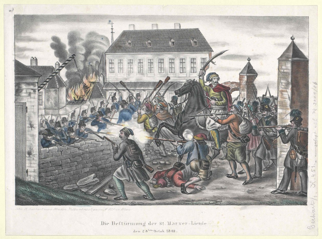 Överfallet på St. Marxer-linjen den 28 oktober 1848 av Artist Unknown