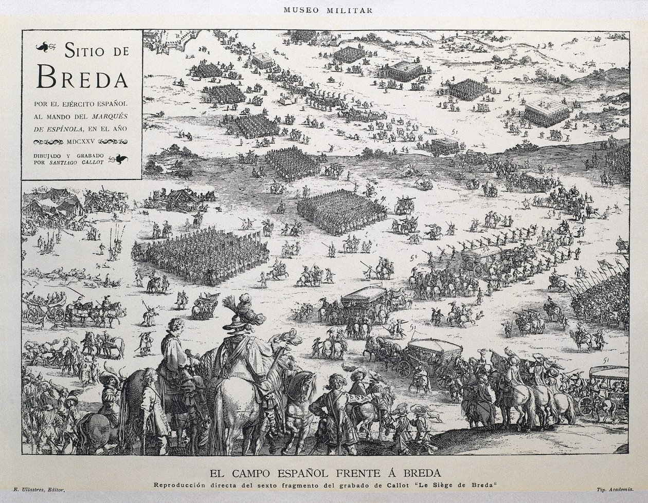 The campo espanol frente a Breda: direct reproduction of the sexto fragmento del grabado de Callot "Le Siege de Breda" (Den spanska landsbygden och Breda: direkt reproduktion av den sjätte delen av Callots gravyr "Le Siege de Breda") av Artist Unknown
