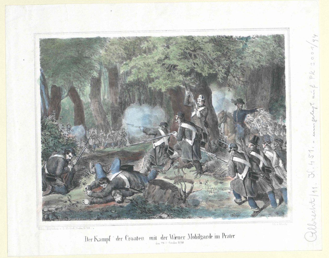Kroaternas strid med Wiens mobila garde i Prater den 28 oktober 1848 av Artist Unknown