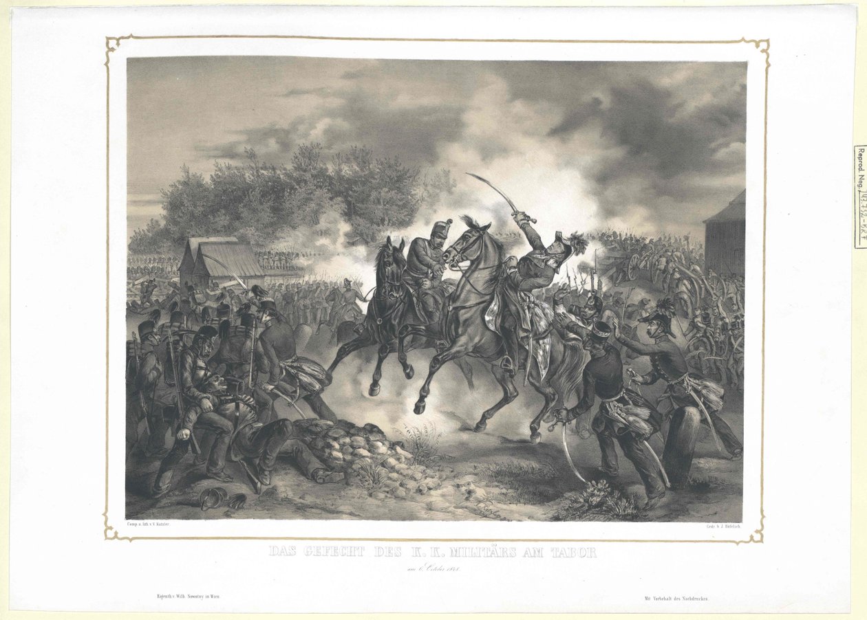 De k. k. militärofficerarnas strid vid Tabor den 6 oktober 1848 av Artist Unknown