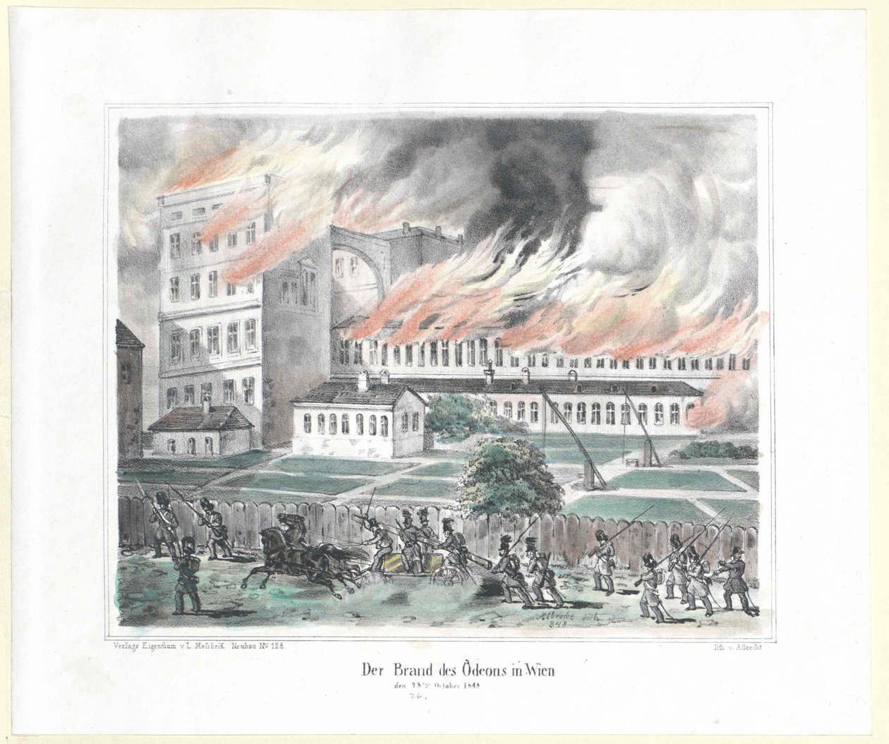 Brandattentatet på odeon i Wien den 28 oktober 1848 av Artist Unknown