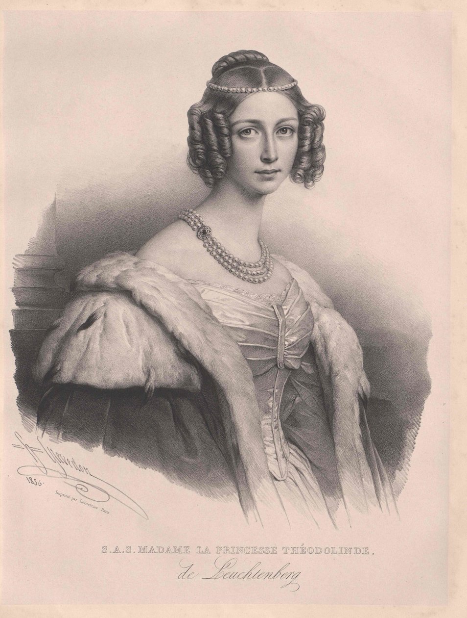 Theodolinde prinsessan Leuchtenberg av Artist Unknown