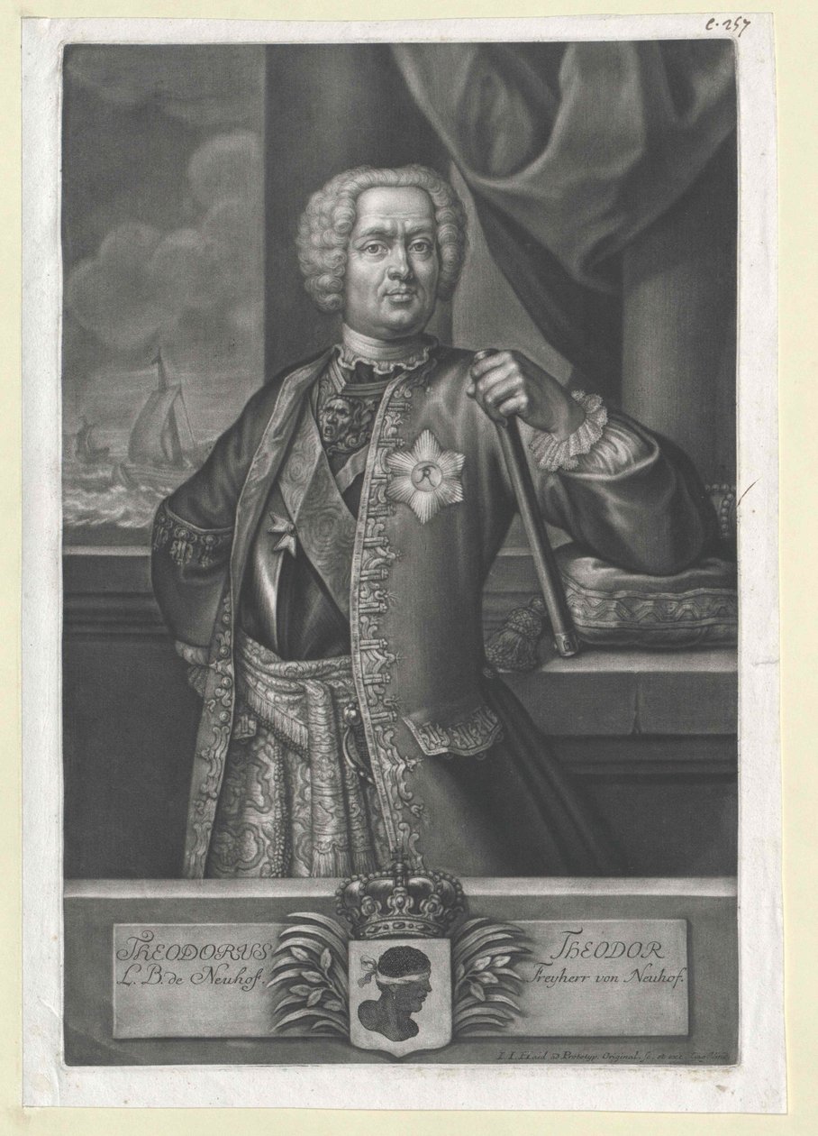 Theodor Baron Neuhof av Artist Unknown