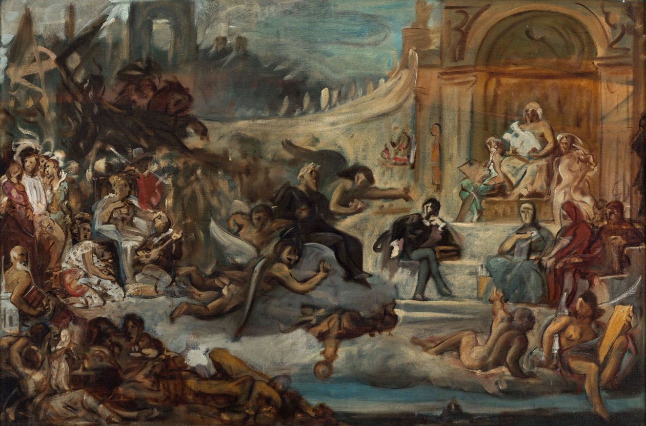 Victor Hugos apoteos (olja på duk) av Artist Unknown
