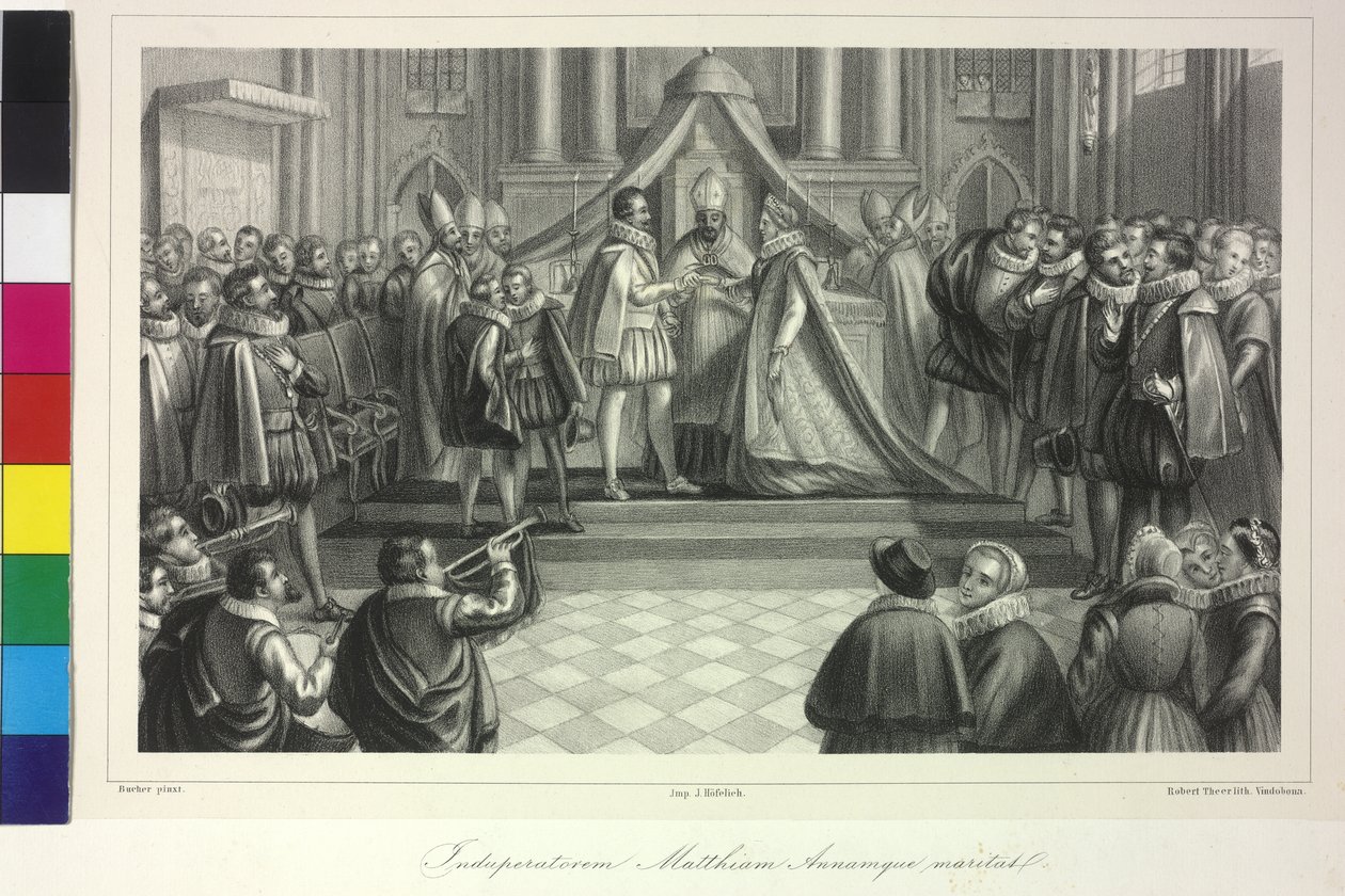 Bröllop mellan kung Matteus I och ärkehertiginnan Anna av kardinal Franz av Dietrichstein den 4 december 1611 av Artist Unknown