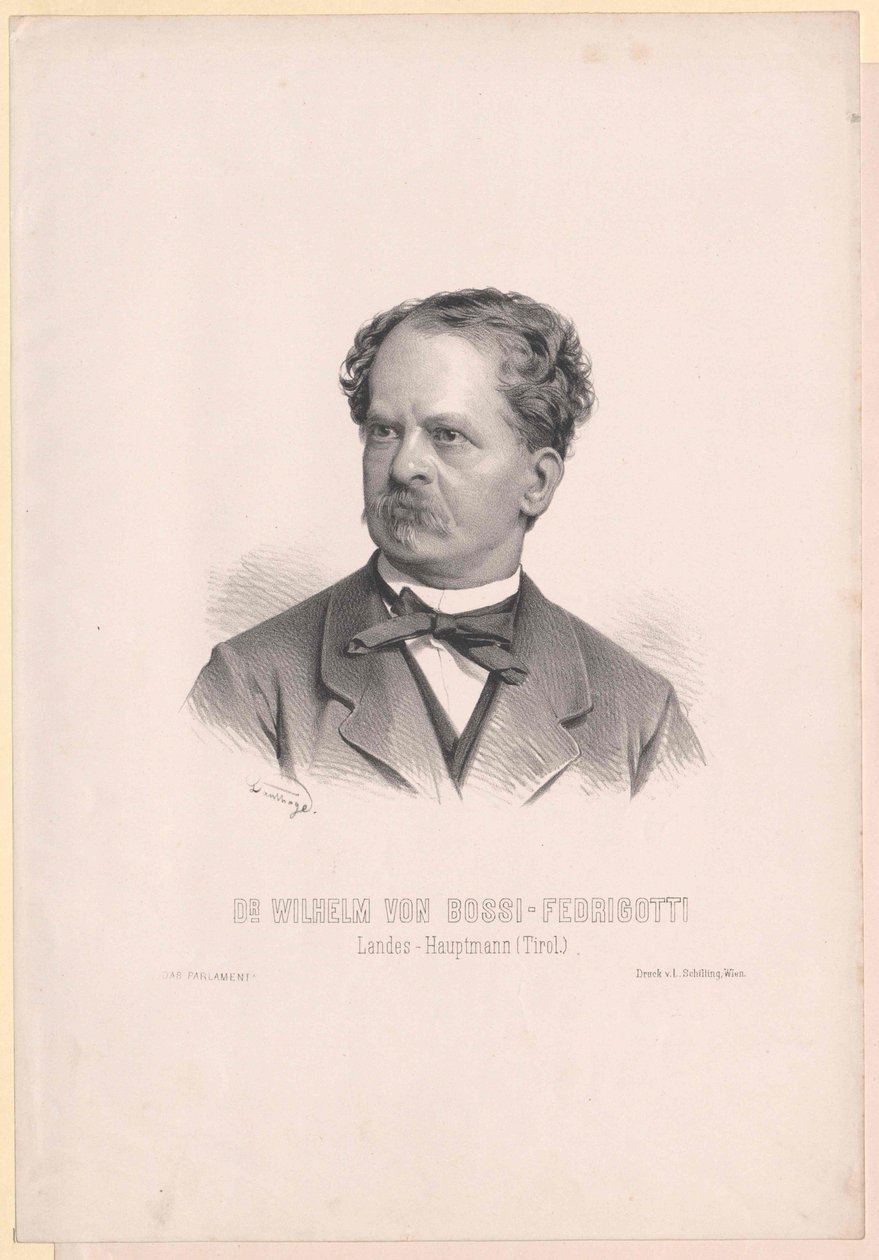 Wilhelm Bossi-Fedrigotti av Belmonte (tryck) av Artist Unknown