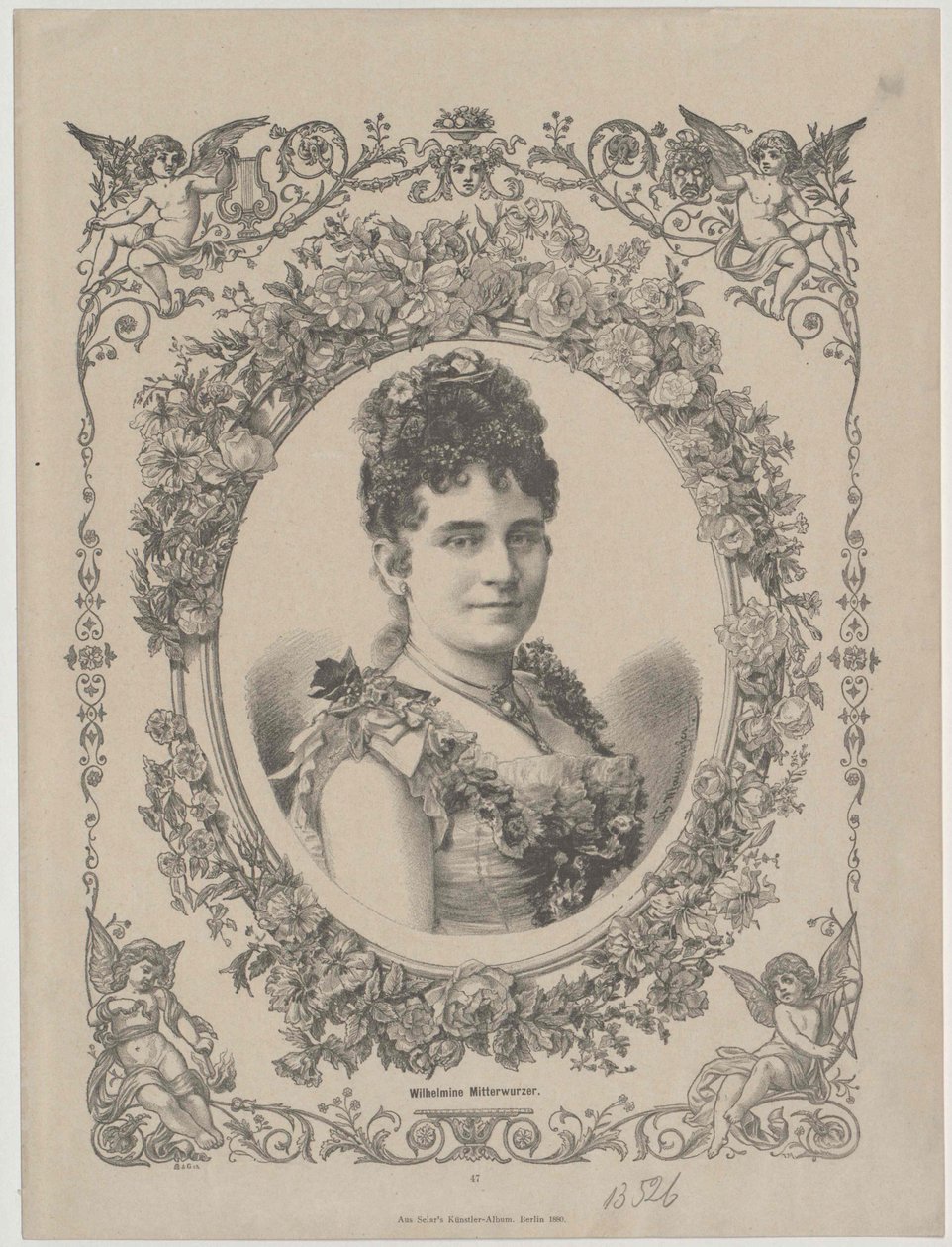 Wilhelmine Mitterwurzer (tryck) av Artist Unknown