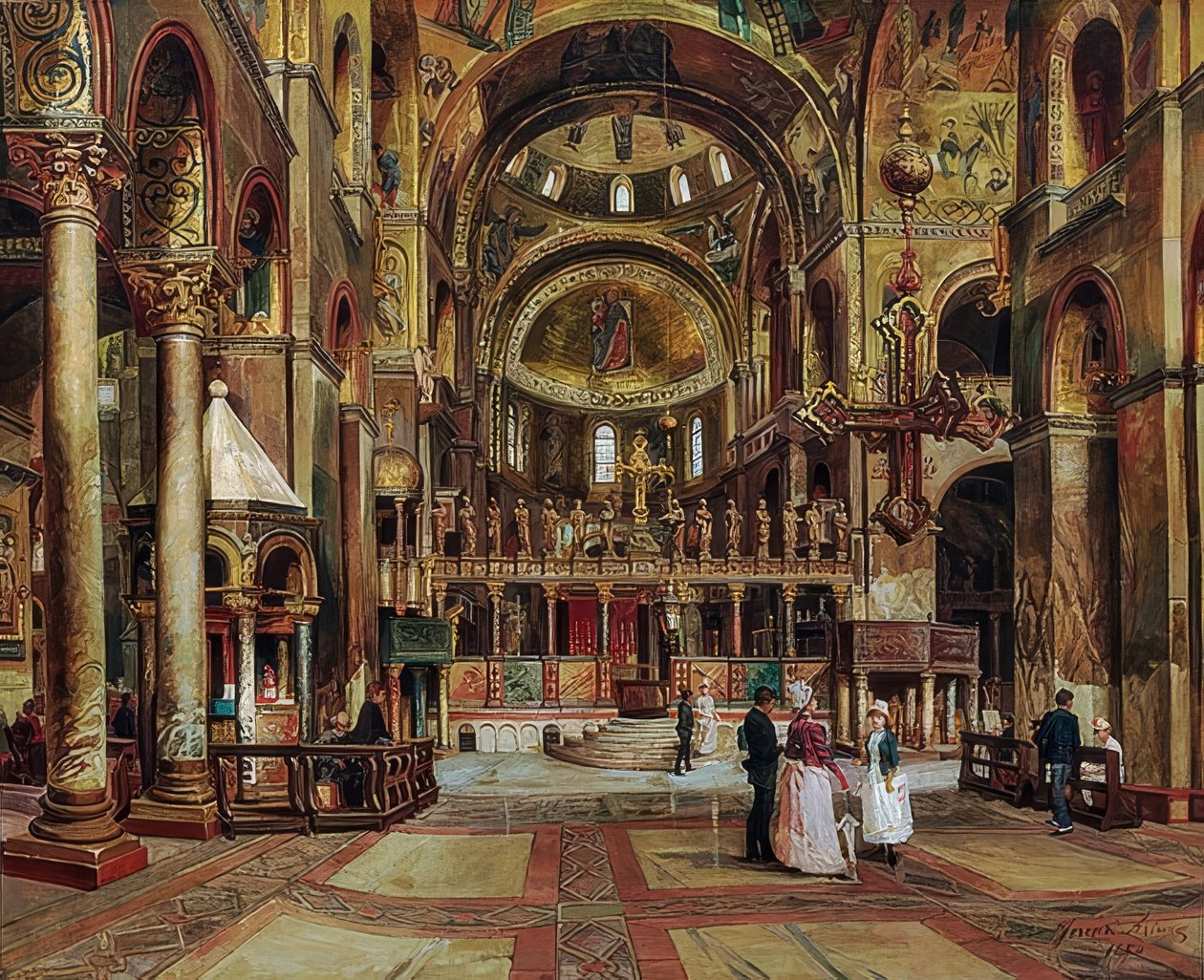 Inne i Basilica di San Marco, Venedig. 1886 av Arturo Ferrari