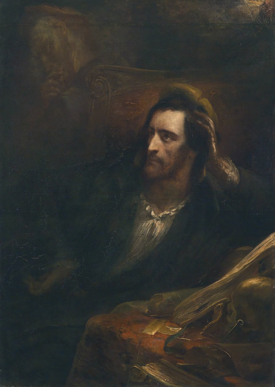 Faust i sitt arbetsrum, signerad och daterad Ary Scheffer 1831 nedre högra av Ary Scheffer