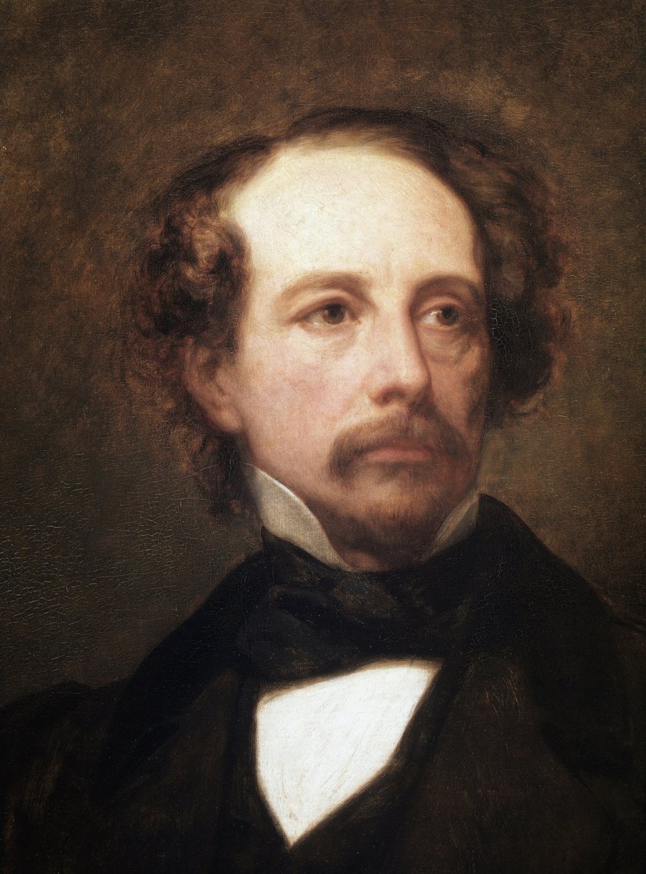 Porträtt av Charles Dickens, brittisk författare, detalj (olja på duk av Ary Scheffer