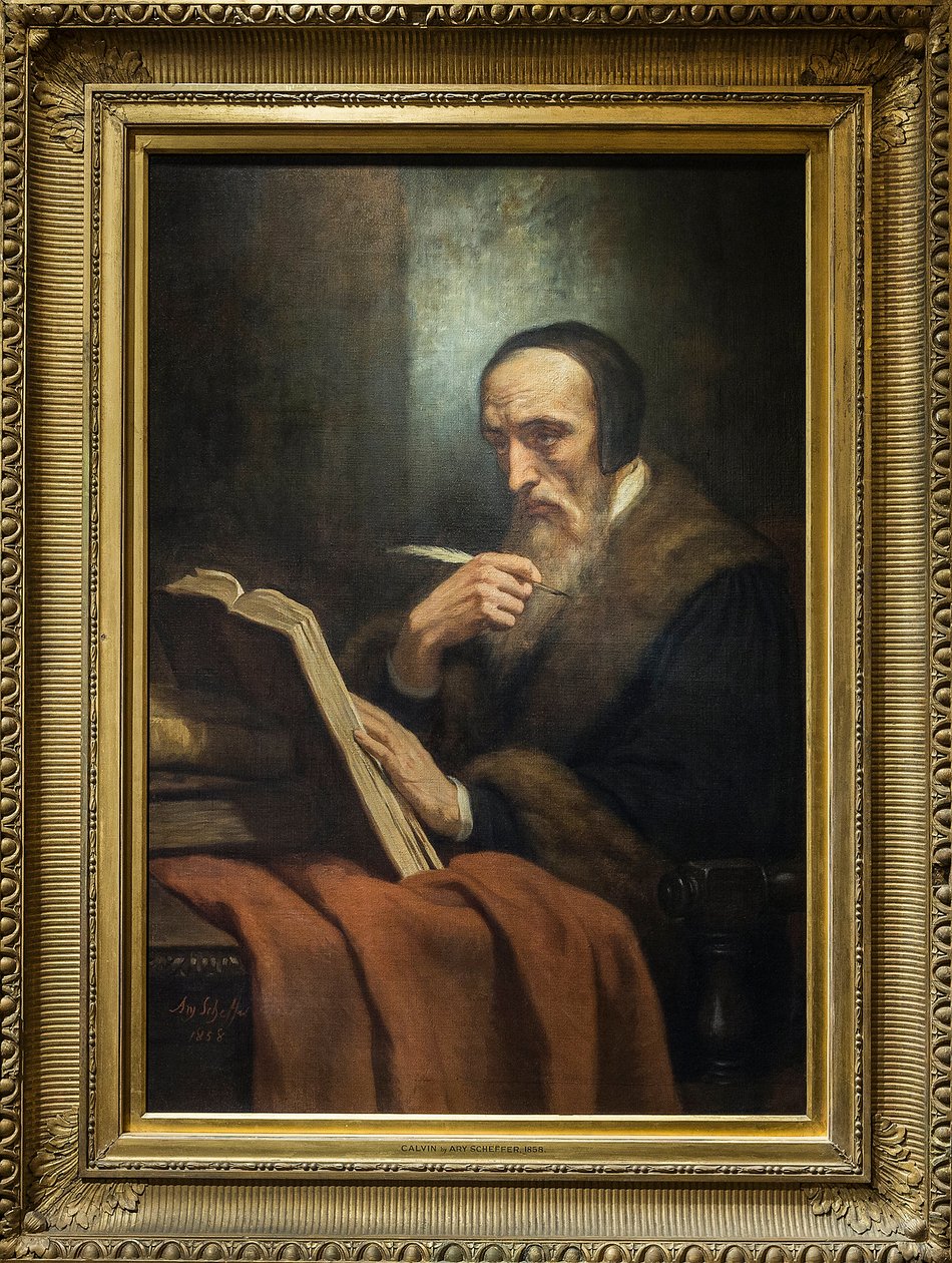 Porträtt av John Calvin (Jean Cauvin), fransk författare, teolog och pastor under den protestantiska reformationen (1509-1564) - målning av Ary Scheffer (1795-1858). musee de la vie romantique - Paris av Ary Scheffer