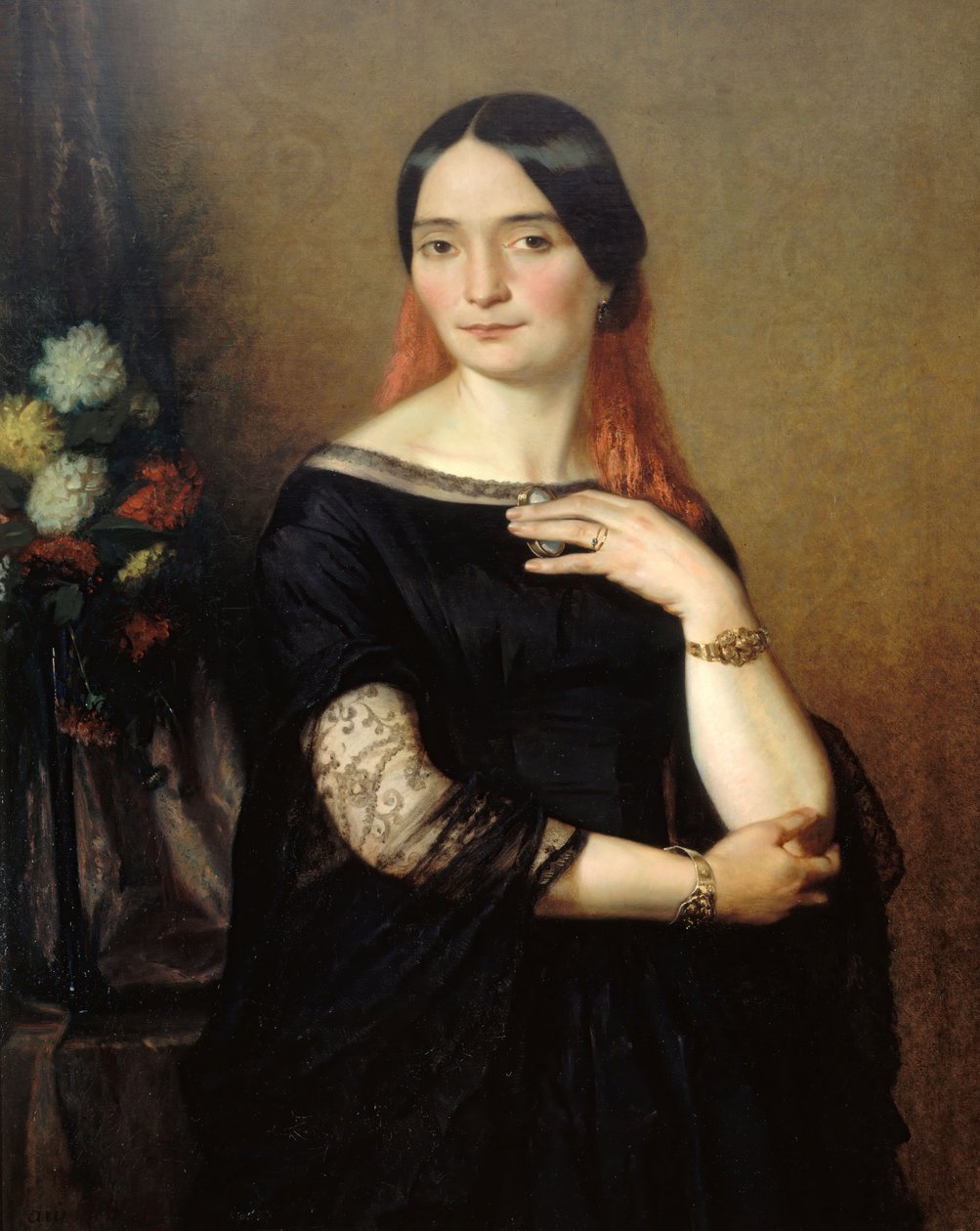 Porträtt av skådespelerskan Mademoiselle Mars Anne Francoise Hyppolyte Boutet 1779-1847. av Ary Scheffer