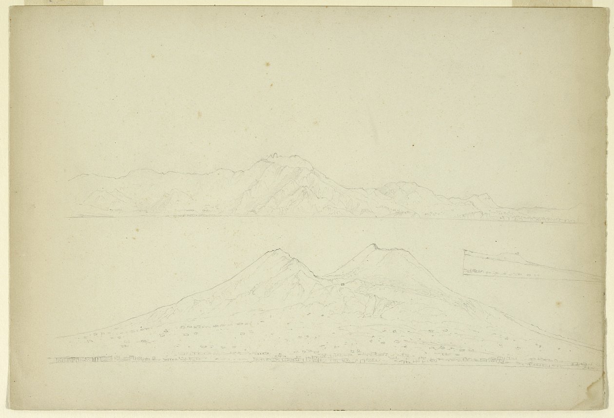 Ischia och Procida från Neapelbukten, Italien, 1841 (grafit på papper) av Asher Brown Durand