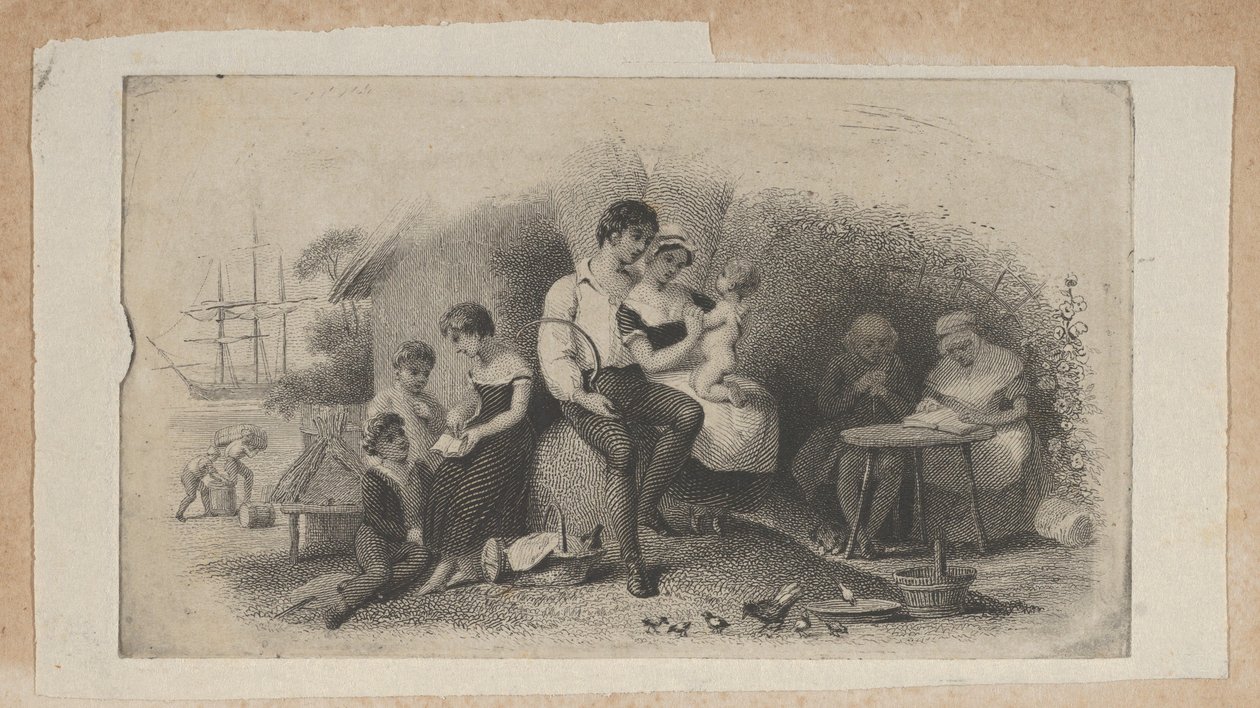 Sedelvinjett med figurer i olika åldrar, som representerar livets stadier, ..., ca. 1824-37. av Asher Brown Durand.