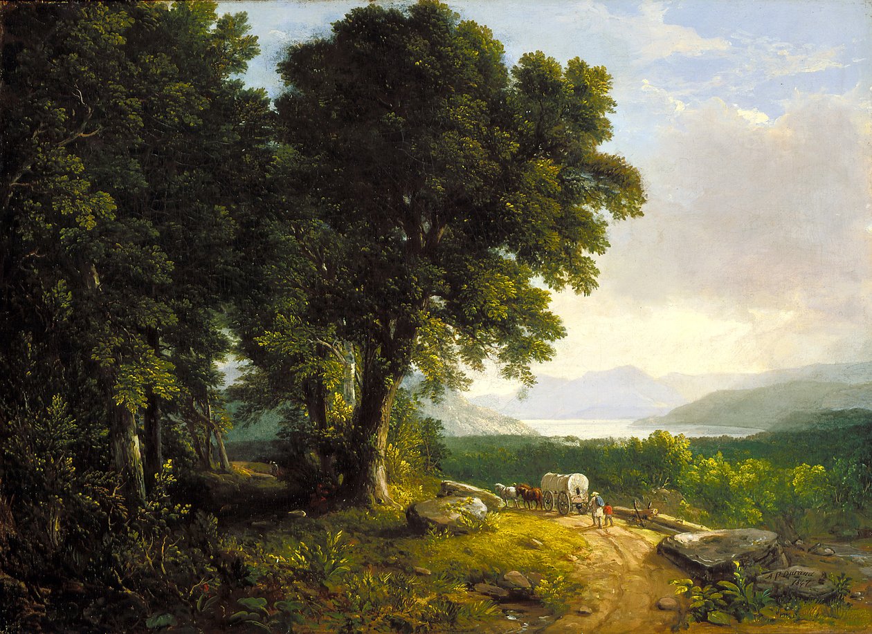 Landskap med täckt vagn (olja på duk) av Asher Brown Durand