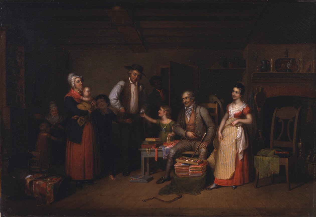 Pedlaren visar sina varor av Asher Brown Durand