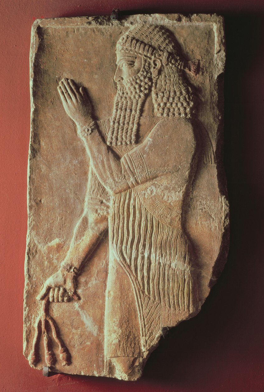 Präst med en granatäppleträdgren, från kung Sargon II:s palats i Khorsabad, Irak, 722-705 f.Kr. av Assyrian