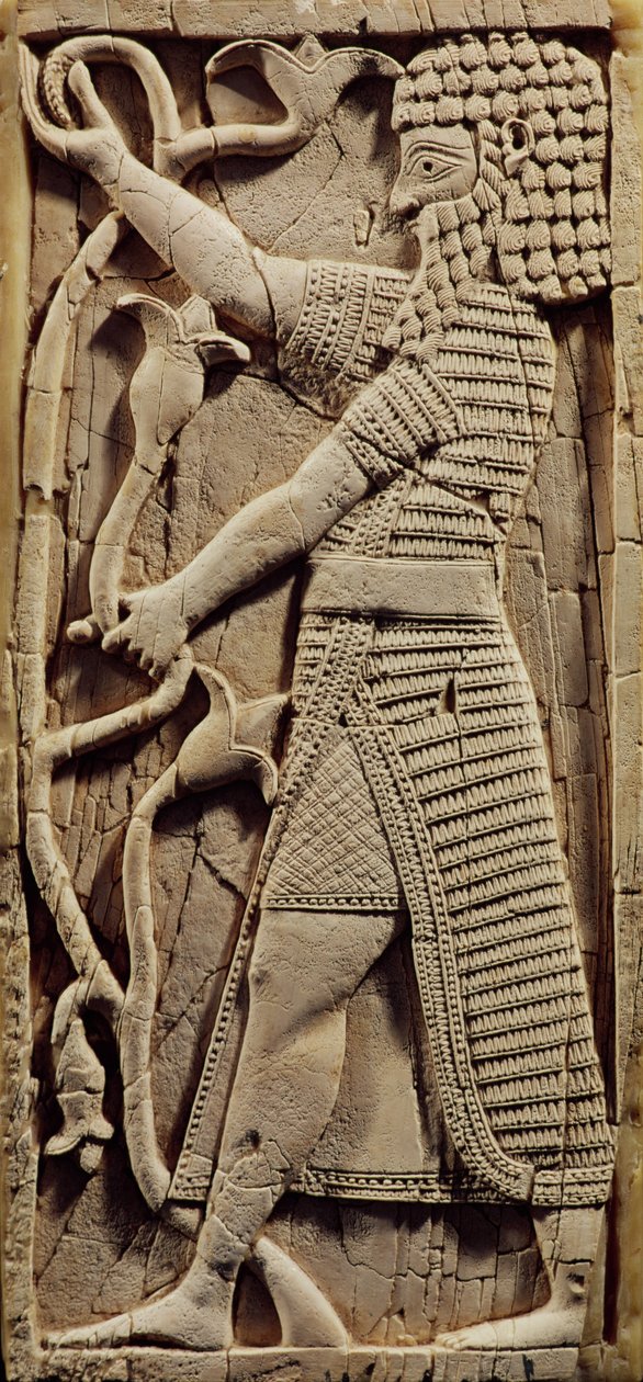 Relief föreställande en krigare, från Salmanassar III:s palats (858-823 f.Kr.) Nimrud (se även 231660) av Assyrian
