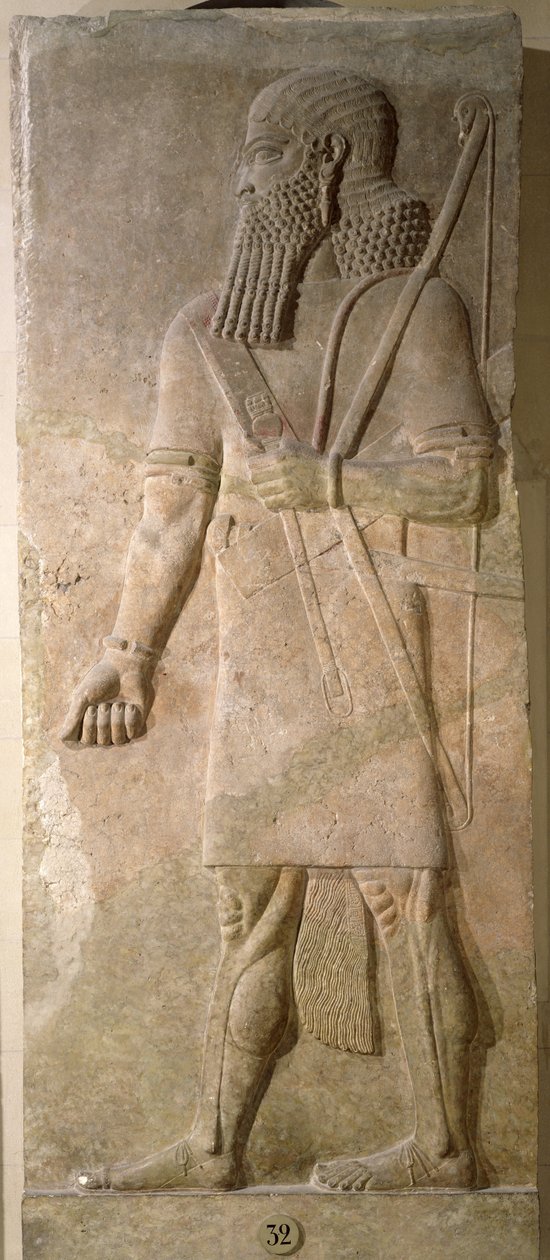Relief av en assyrisk krigare, från Palace of Sargon II i Khorsabad, Irak av Assyrian
