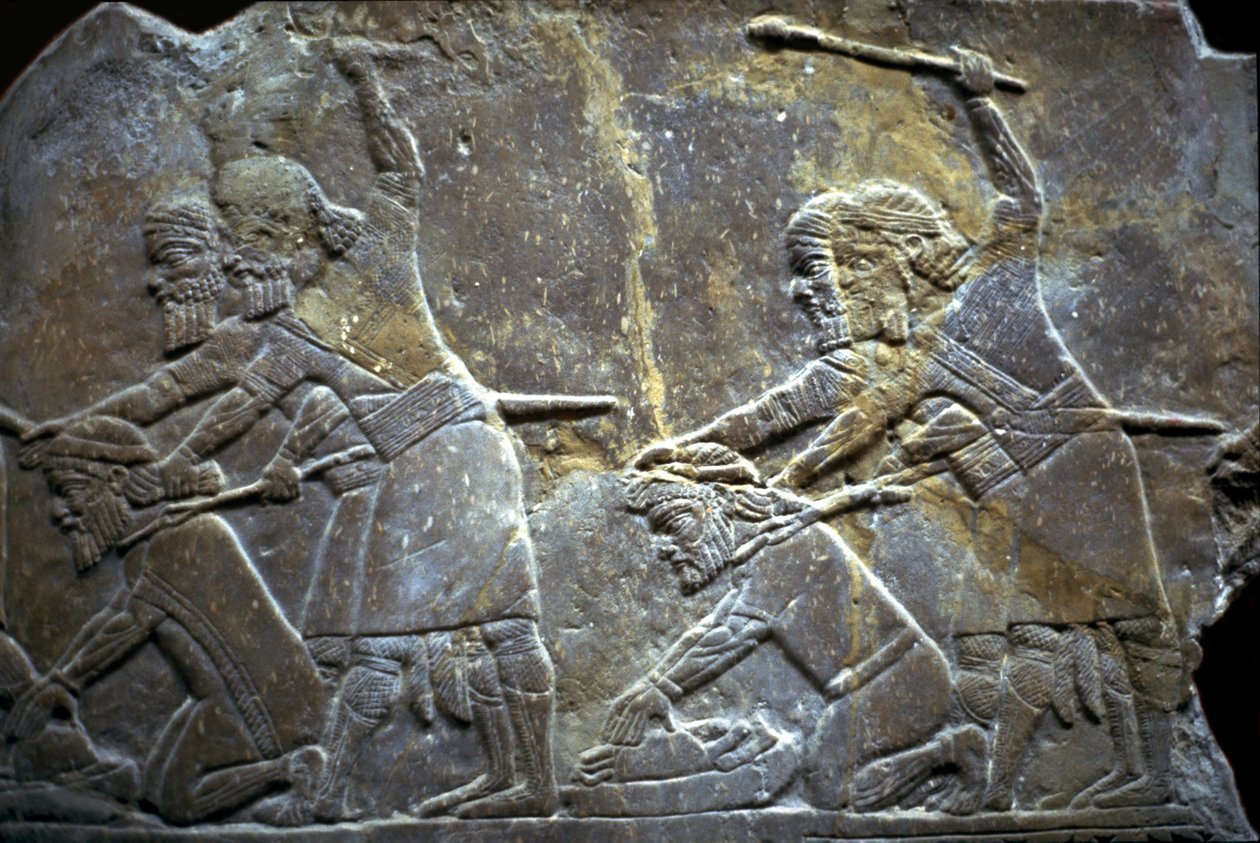 Ashurbanipal vid slaget vid Til-Tuba, 650-620 f.Kr av Assyrian