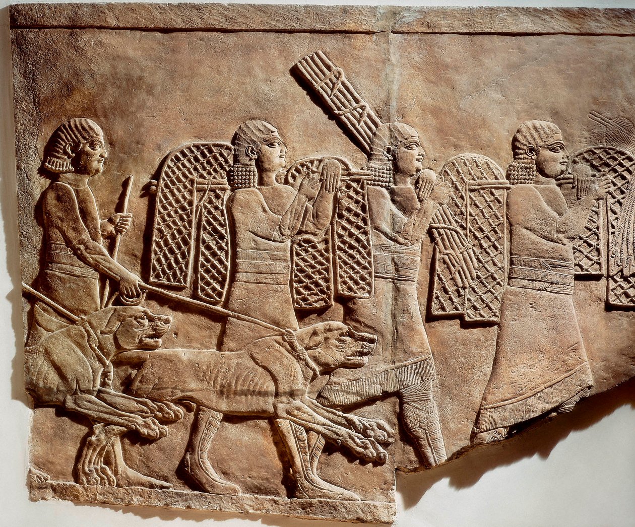 Scen för Ashurbanipaljakt, från kungliga palatsen i Nineve, c.645 f.Kr. (stenbasrelief) av Assyrian