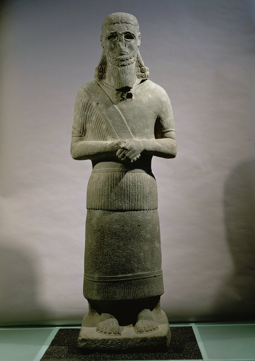 Staty tillägnad guden Haddad-Yishi (basalt) (för detaljer se 110889) av Assyrian