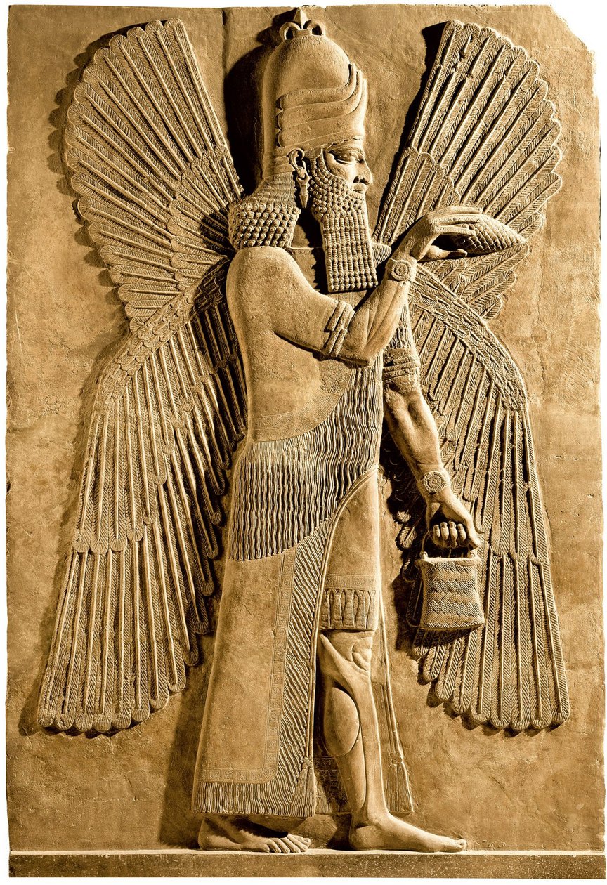 Bevingad ande. Detalj av en relief från den assyriske kungen Sargon II:s palats, 722-705 f.Kr. av Assyrian