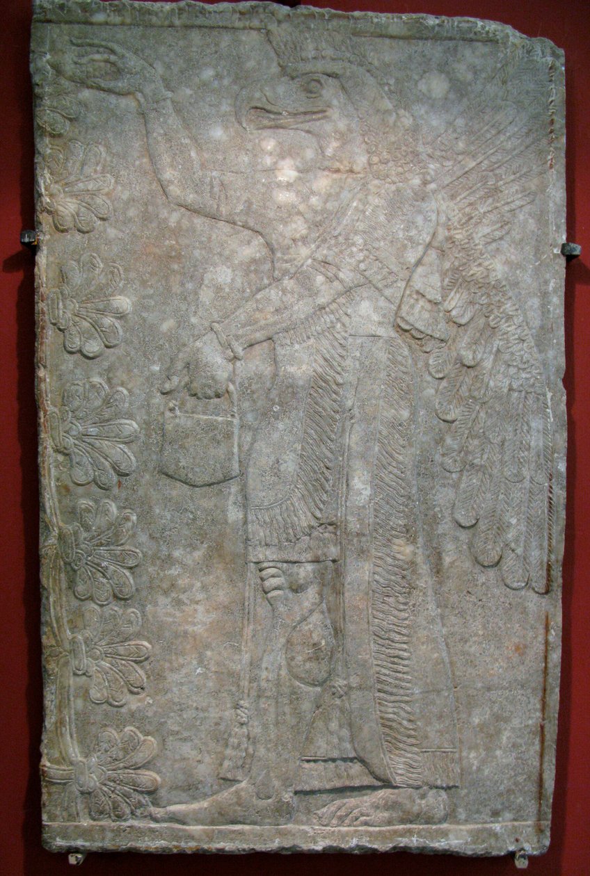 Relief från palatset Ashurnasirpal II i Kalhu, Nimrud, 900-talet f.Kr. av Assyrian Art.