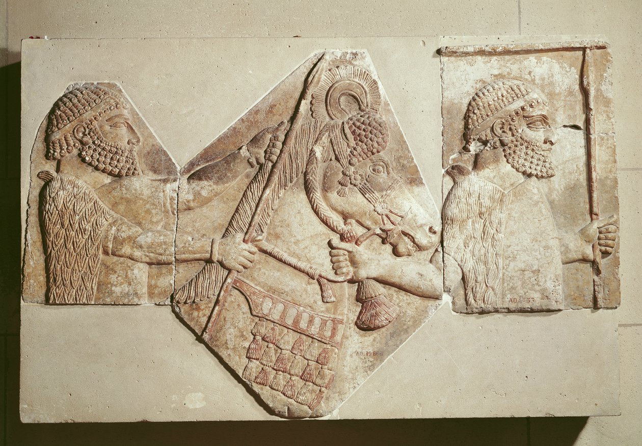 Fragment av en relief föreställande medianbifloder av Assyrian School