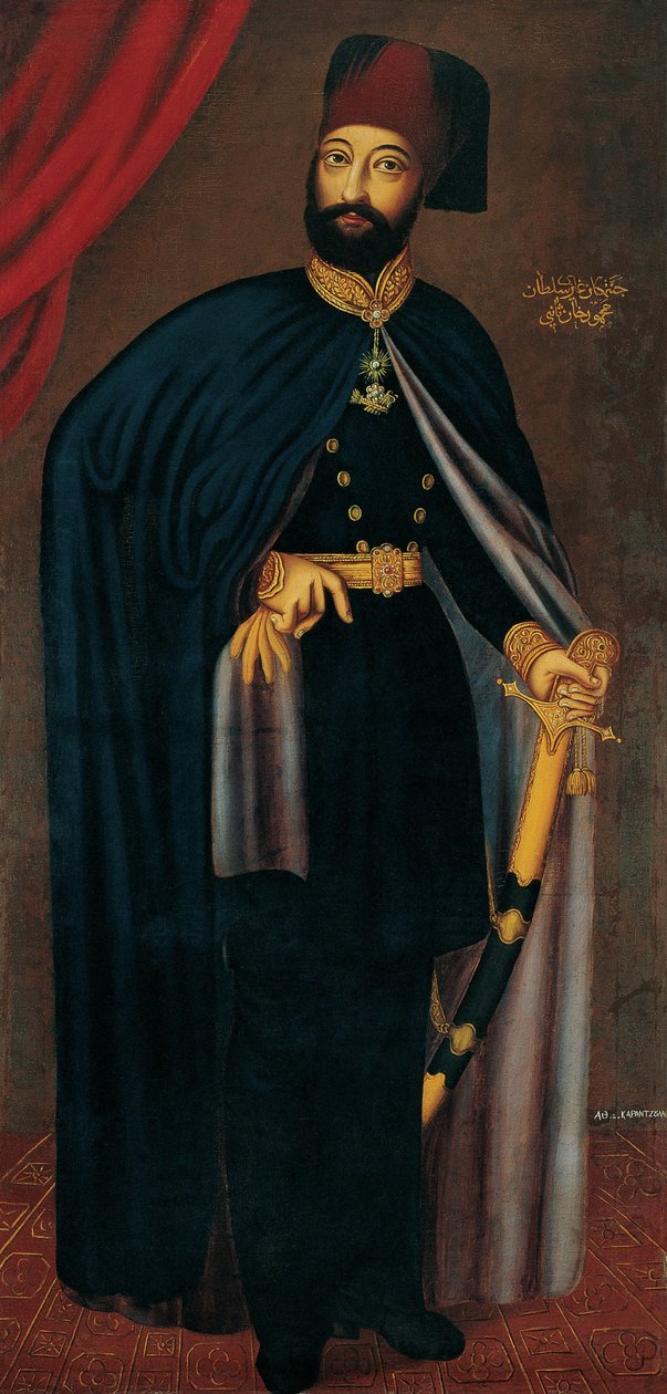Porträtt av Mahmud II 1785-1839, Sultan av det osmanska riket, efter 1828 av Athanasios Karantzoulas