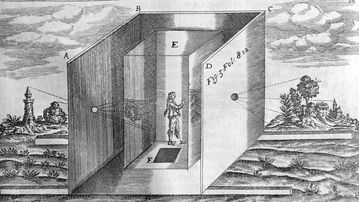 Mörkt rum efter Athanasius Kircher, Lucis och Umbra Rom 1600 av Athanasius Kircher
