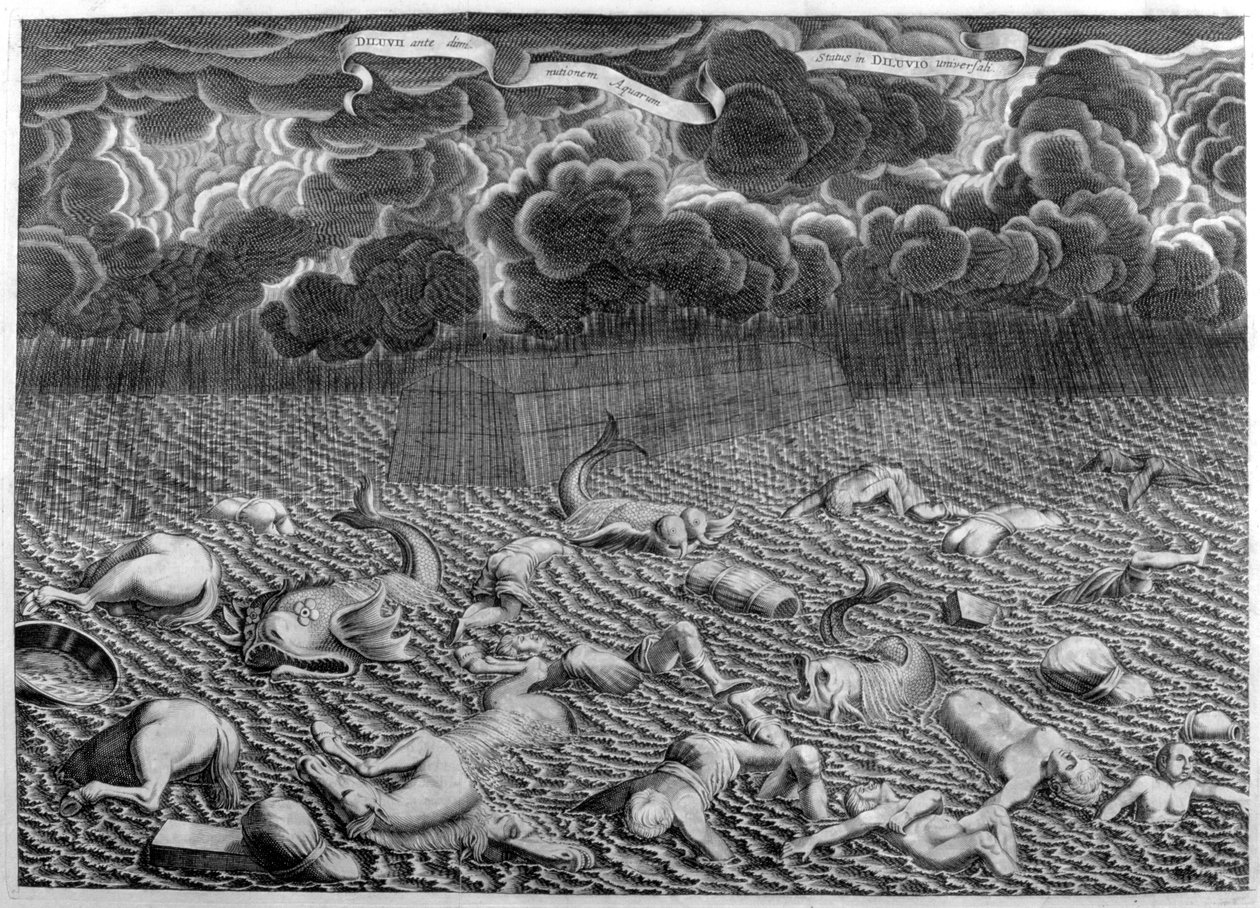 Den stora översvämningen från Arca Noe av Athanasius Kircher