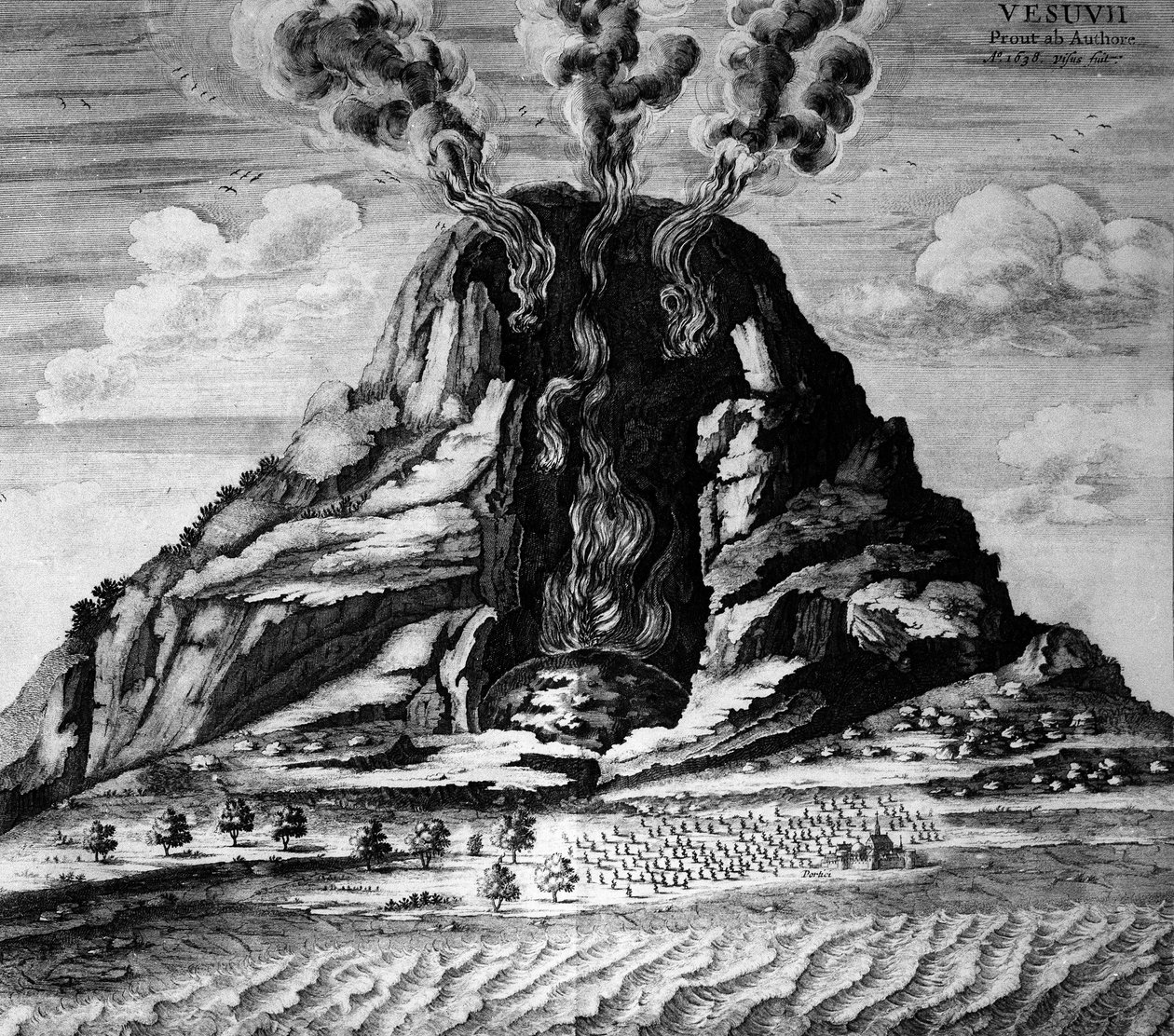 Vesuvius vulkan - i "" The Underground World"" av Athanasi Kircheri av Athanasius Kircher