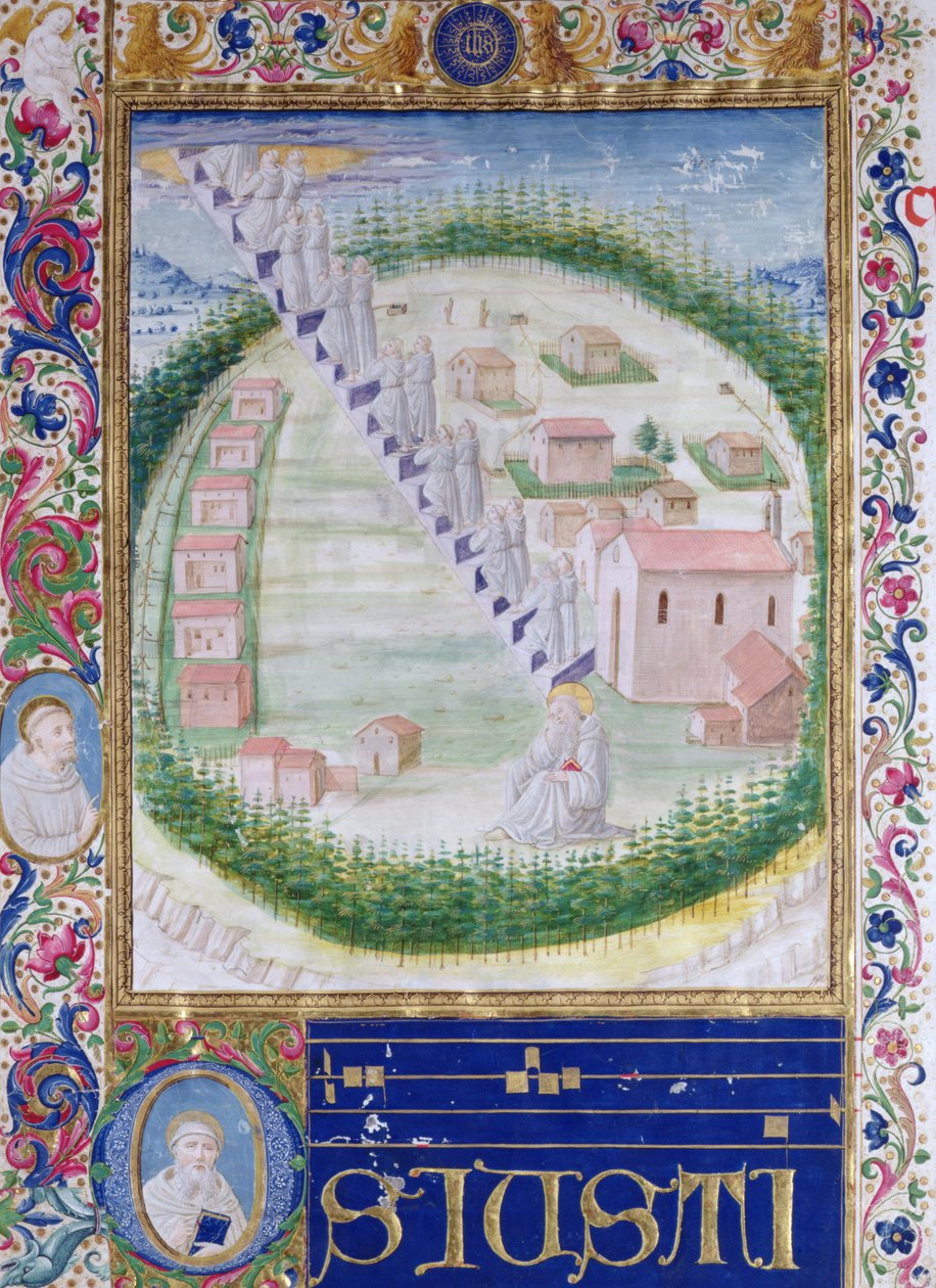 Den helige Romarudes dröm (ca 951-1027) ca 1502 av Attavante di Gabriello di Vanti di Bartolo