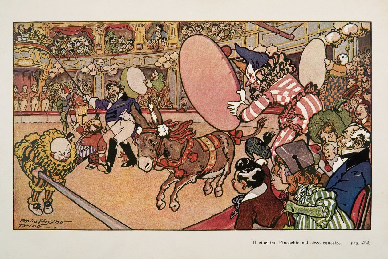 Cirkus och åsnan Pinocchio, Illustration från Pinocchio av Attilio Mussino