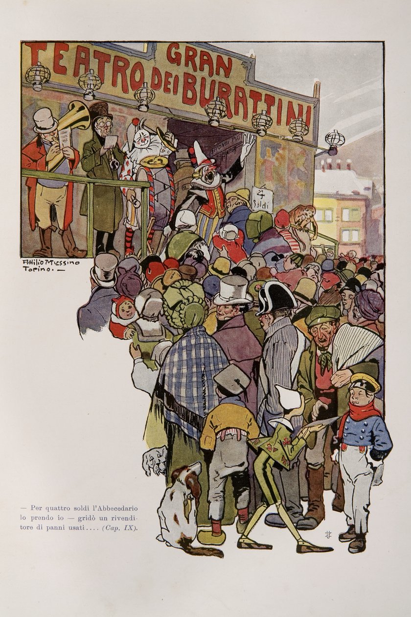 Illustration från Pinocchio av Attilio Mussino