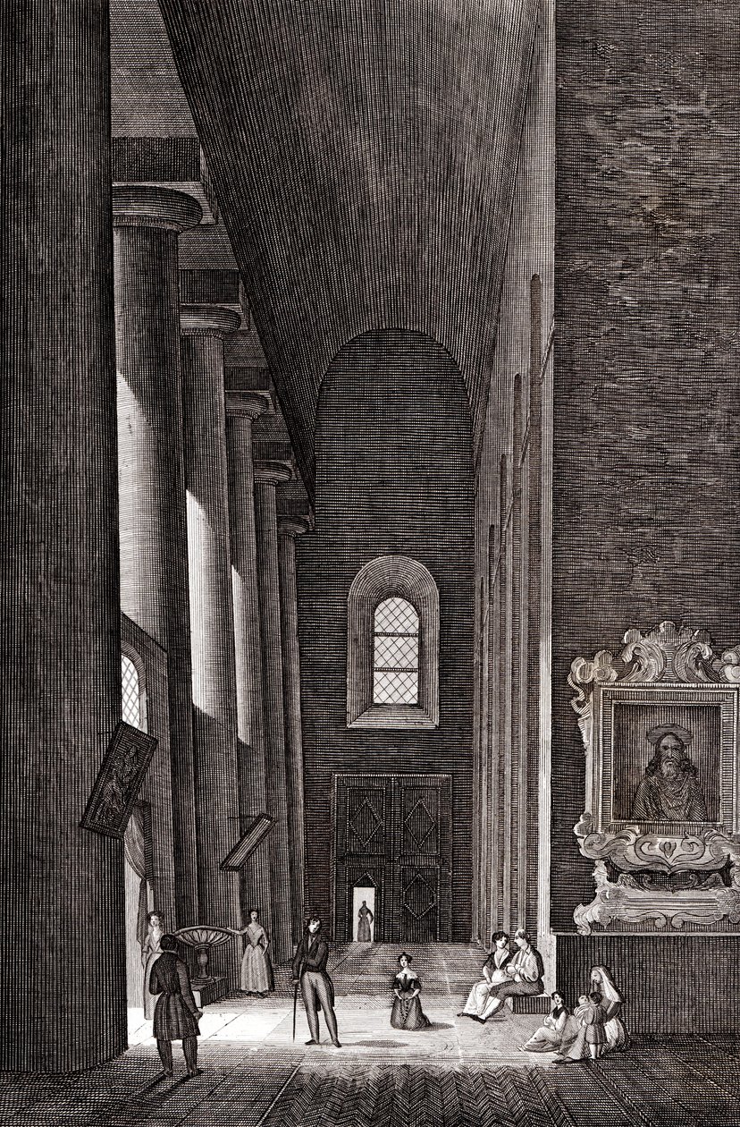 Sidogång till katedralen Nativita di Maria Santissima i Syrakusa, Sicilien, Italien, kopparstick, cirka 19x29 cm av Attilio Zuccagni Orlandini
