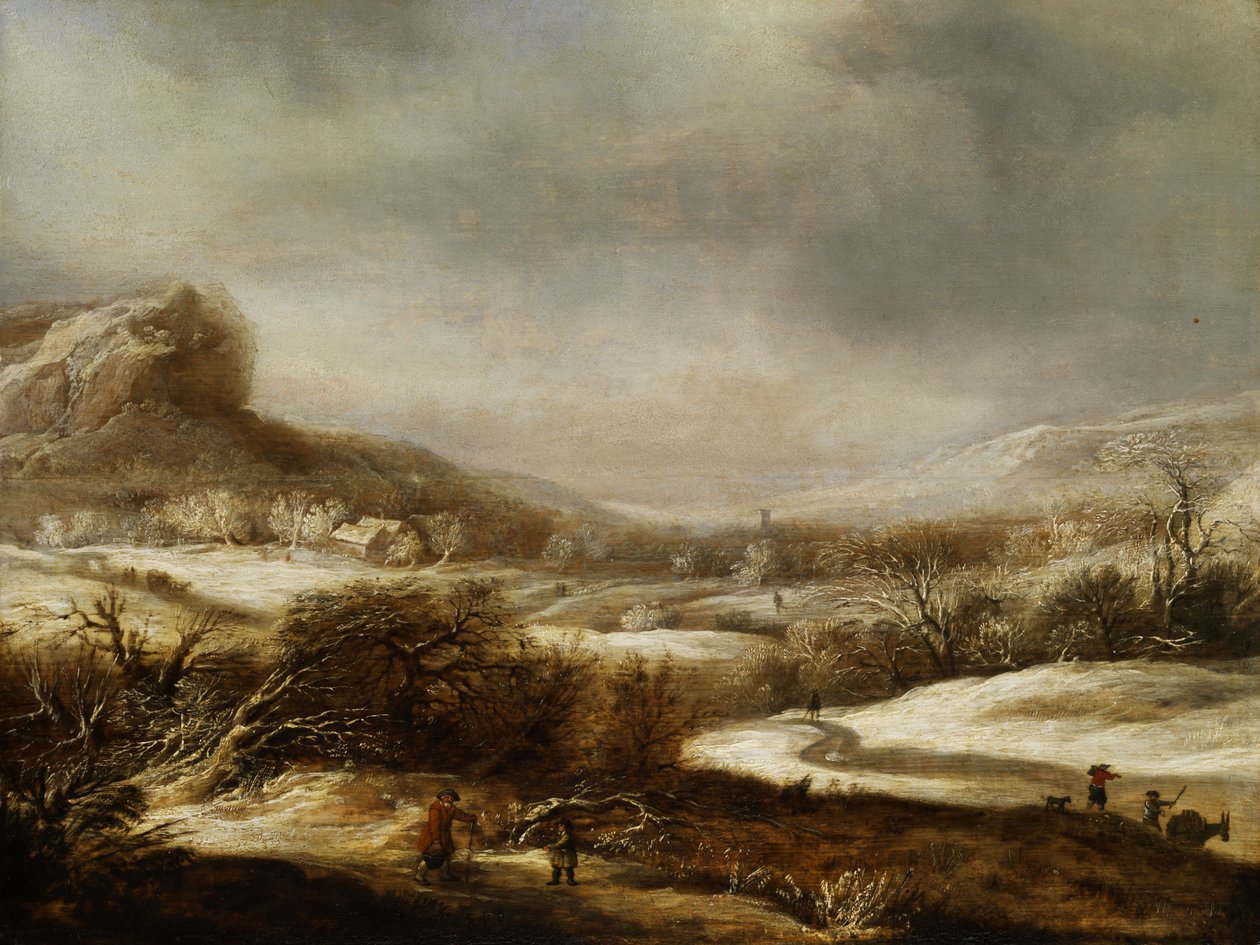 Winterlandschaft mit Figurenstaffage av Dirck Santvoort
