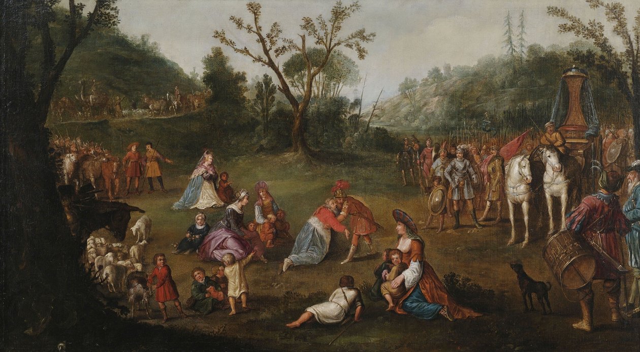 Mötet med Alexander den store med familjen Darius III. efter nederlaget i slaget vid Issus av Esaias van de Velde