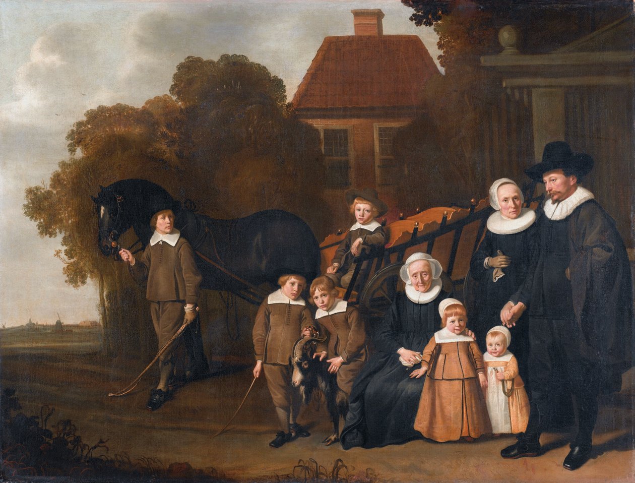 Portrait of the Meebeeck Cruywagen family near the gate of their country home on the Uitweg near Amsterdam av Jacob van Loo  