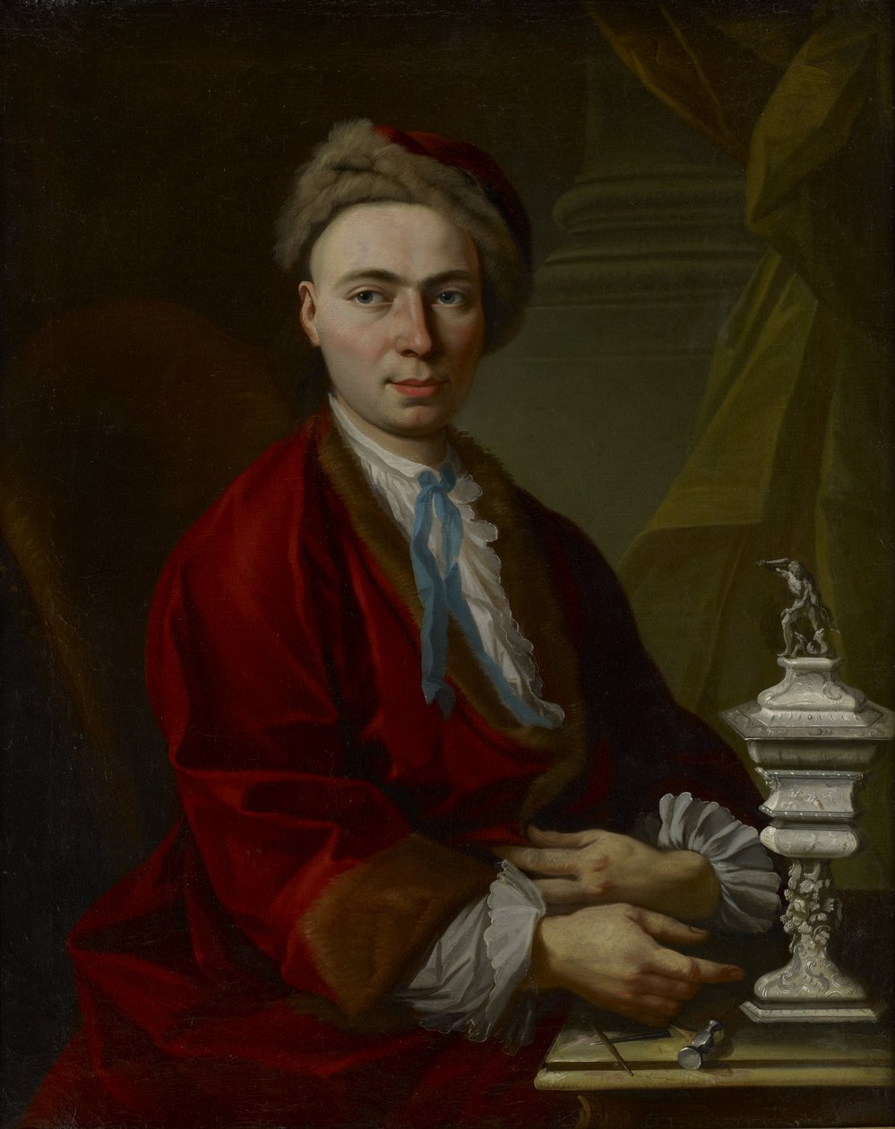 Porträtt av silversmeden Johann Friedrich Baer av Johann Daniel Heimlich
