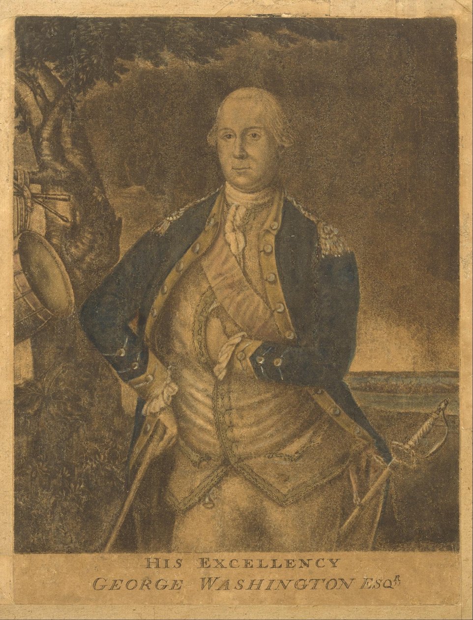 Hans excellens, George Washington Esqr. av Attributed to Samuel Blyth