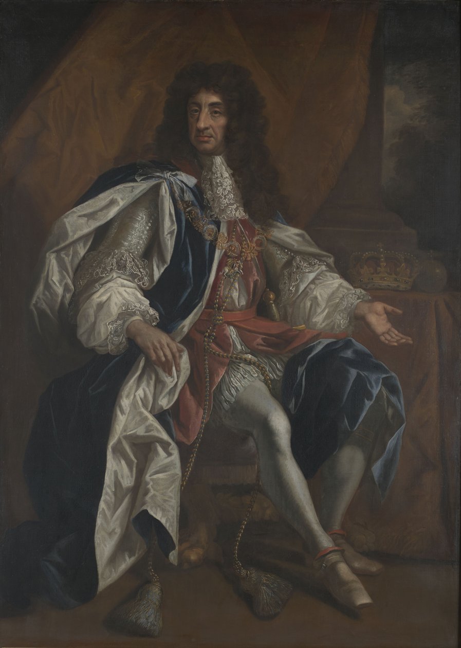 Portrait of King Charles II of England, Scotland and Ireland (1630-1685) av Thomas Hawker