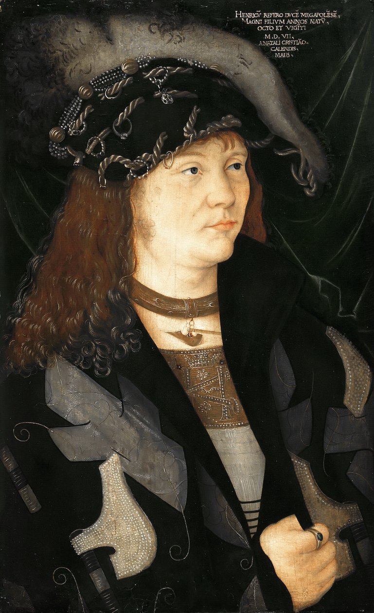 Tyska: Heinrich V Porträtt av Henri V. av Mecklenburg av attributed to Jacopo de
