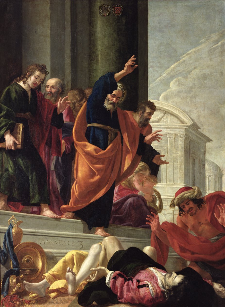 Saffiras och Ananias död, c.1632 av Aubin Vouet