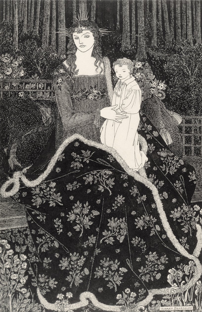 Ett stort julkort, 1895 (linjetryck) av Aubrey Beardsley